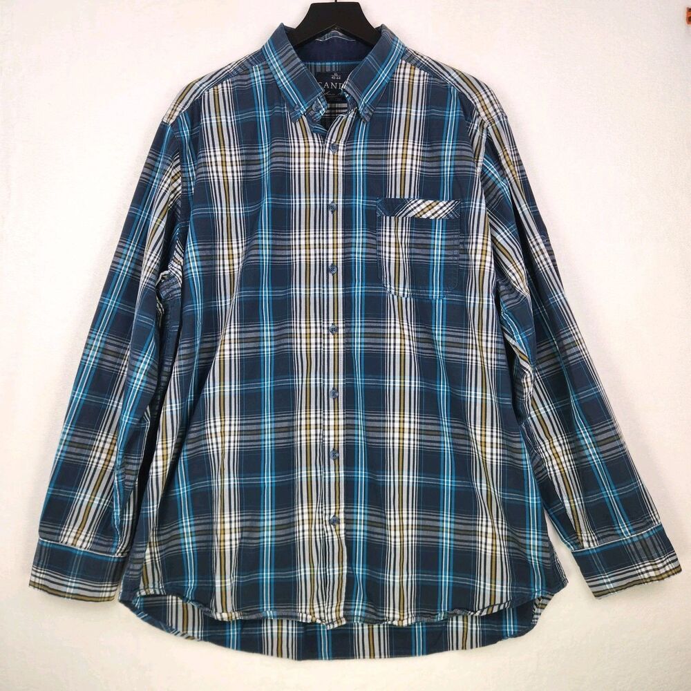 Canda C&A Mens 100% Cotton Button Down Shirt XL‎ 43-44 Rugged Hiking Roll Tab